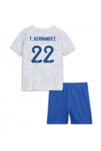 Frankrike Theo Hernandez #22 Babyklær Borte Fotballdrakt til barn VM 2022 Korte ermer (+ Korte bukser)